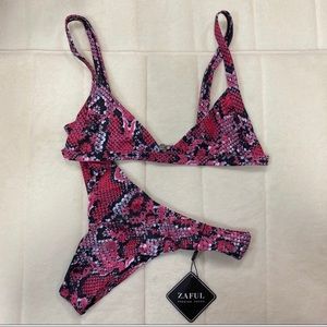 Hot Pink Snakeskin Print Bikini Set